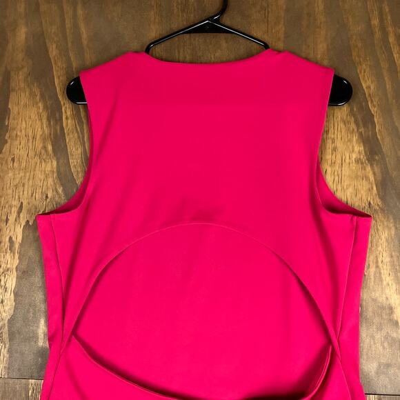 Express Womens Bodysuit Pink Body Contour Crew Neck Open Back Stretch XL - Picture 9 of 10